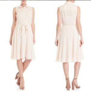 Nanette Lepore NEW Blush Pink sleeveless Pintuck  pleated button down dress Sz 6